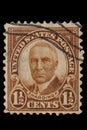 UNITED STATES - CIRCA 1920s: Vintage US 1 1/2 Cents Postage Stamp with portrait Warren Gamaliel Harding November 2, 1865 Ã¢â¬â